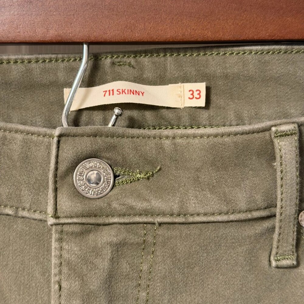 Levi’s 711 Skinny Jeans Women’s Size 33 Mid Rise Stretch Denim - Green - Picture 4 of 6